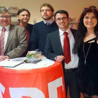 v.l.: OV-Vorsitzender Erich Dannhäuser, JUZ-Mitarbeiter Helmut Keller, JUSOS-Röthenbach Tom Jennemann und Matthias Gronau, Gemeinderätin Ulli Prass aus Ottensoos